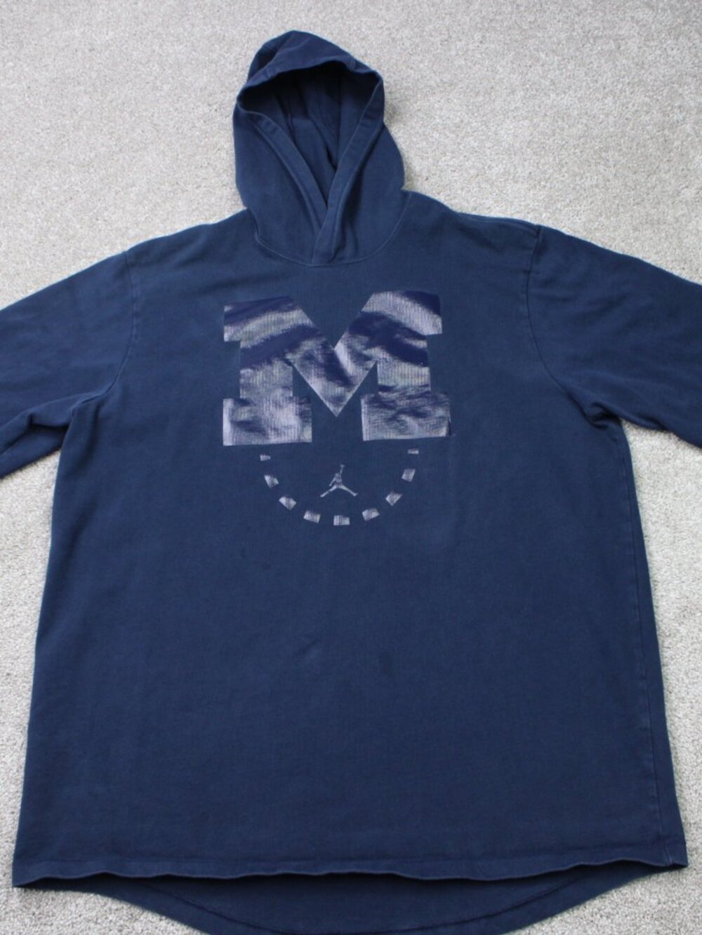 NIke Jordan Michigan Wolverines Hoodie Mens 2XL XXL Blue Hooded Sweatshirt S/S
